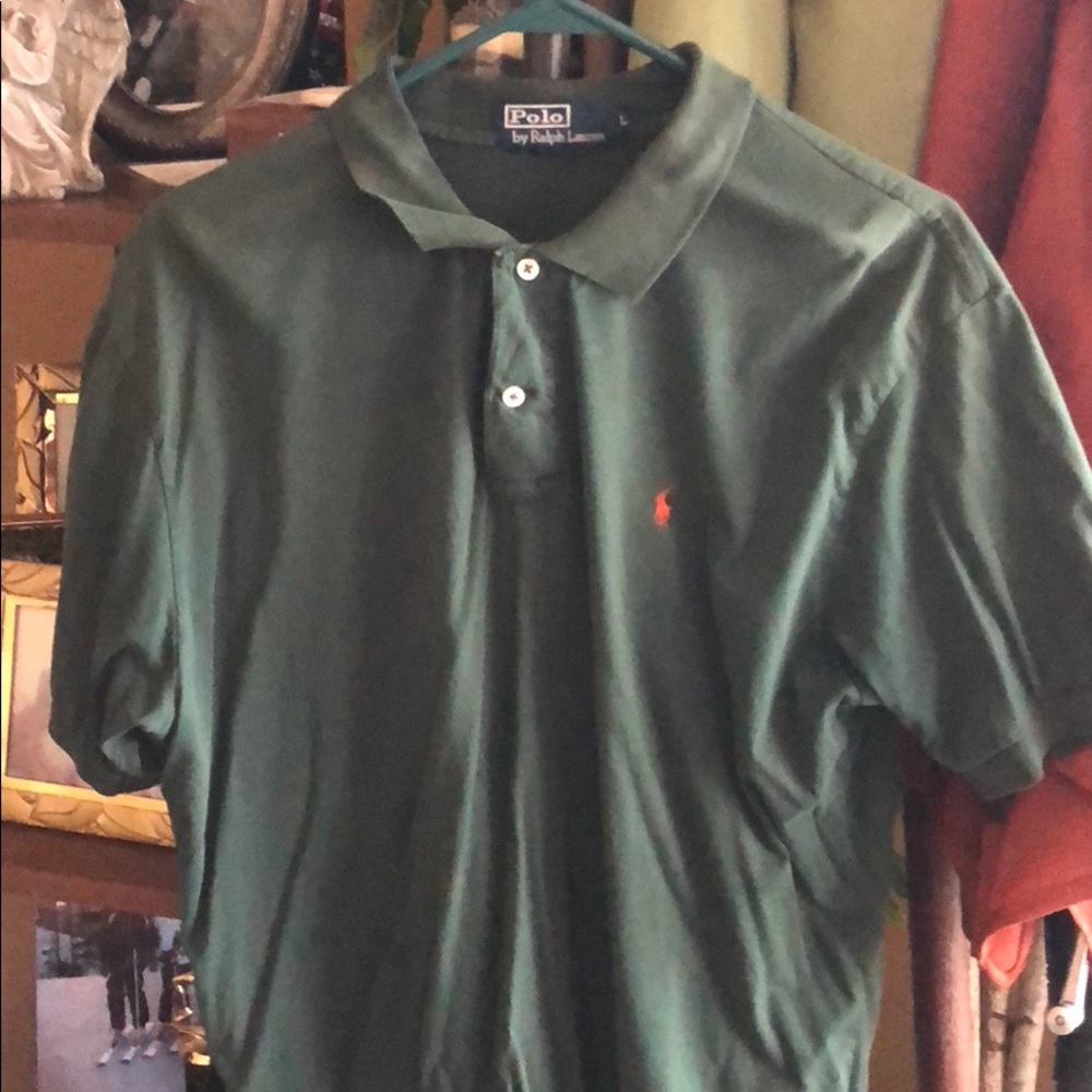 Green thin polo size large Ralph Lauren